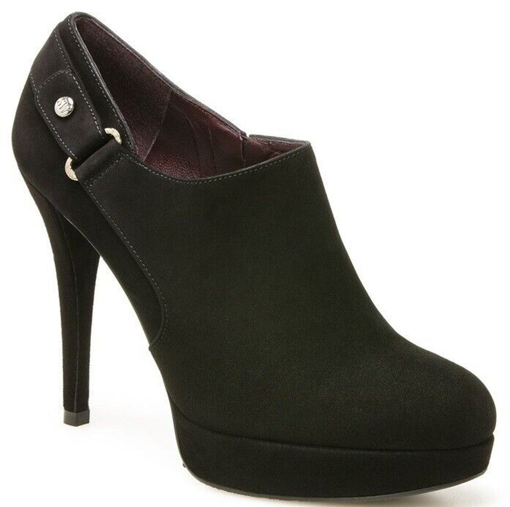 Stuart Weitzman Black Suede Coverall Heel Ankle booties SZ 9.5 N Narrow